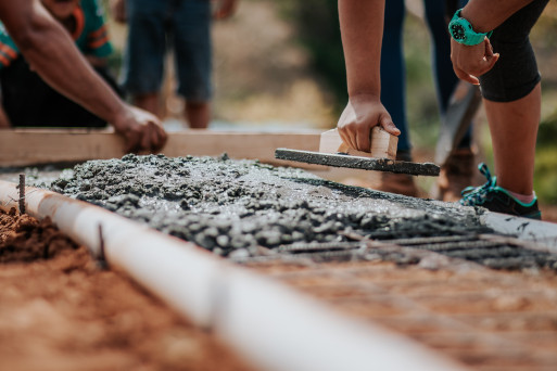 New residental construction, concrete footers being poured for a new Home in Tennessee