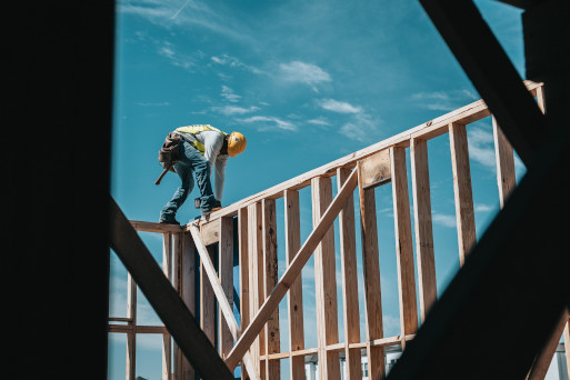 New construction of a home, building a residental wall